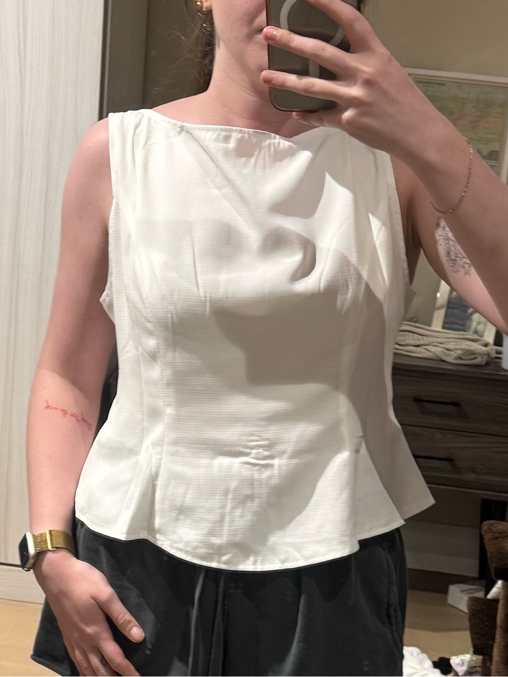 Cider White Sleeveless Peplum Tank Top